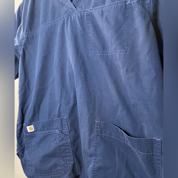 Carhartt Men's Navy Blue Scrub Top Size S - Picture 2 of 6